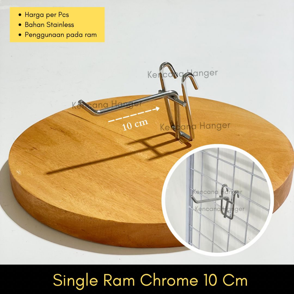 Gantungan Display Aksesoris RAM 10 CM Stainless Steel Chrome Cantolan / Hijang Hiasan / Wire Grid