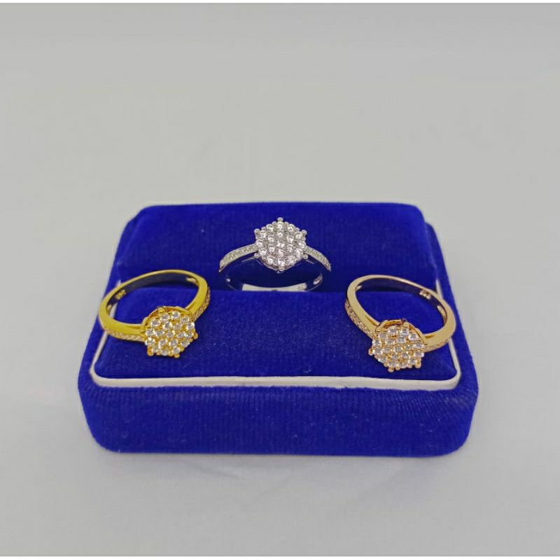 cincin cor bulat di*r mp+mata samping/perak asli silver 925 lapis emas/perhiasan fashion wanita terbaru