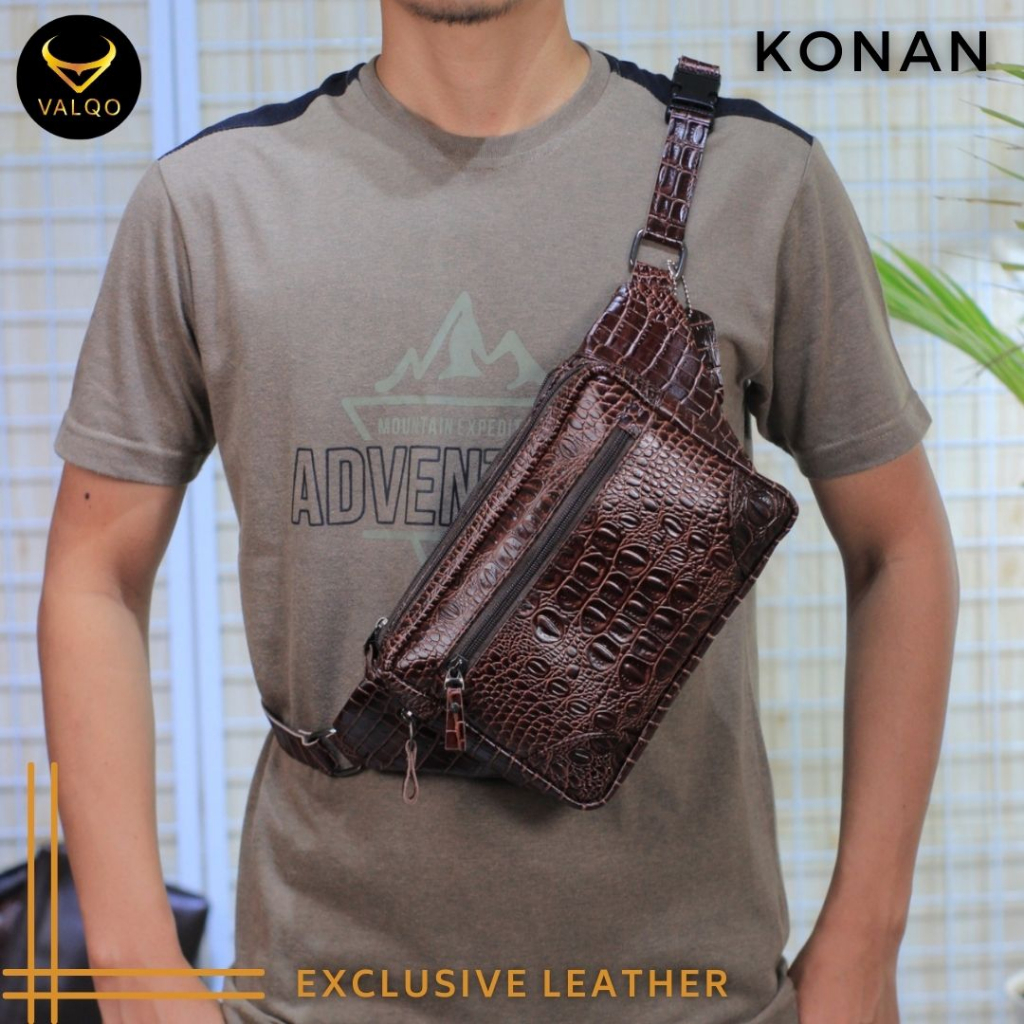 [VALQO] KONAN BY Tas kulit sapi Waist Bag Tas Sling bag Kulit Pria Cowok Cewek Wanita