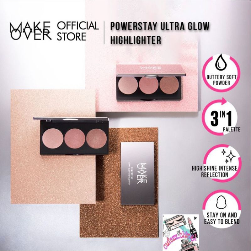 ☃️Cutezz_Ching1☃️MAKE OVER Powerstay Ultra Glow Highlighter 3 x 3.5 g - Highlighter Palette