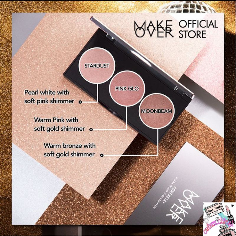 ☃️Cutezz_Ching1☃️MAKE OVER Powerstay Ultra Glow Highlighter 3 x 3.5 g - Highlighter Palette