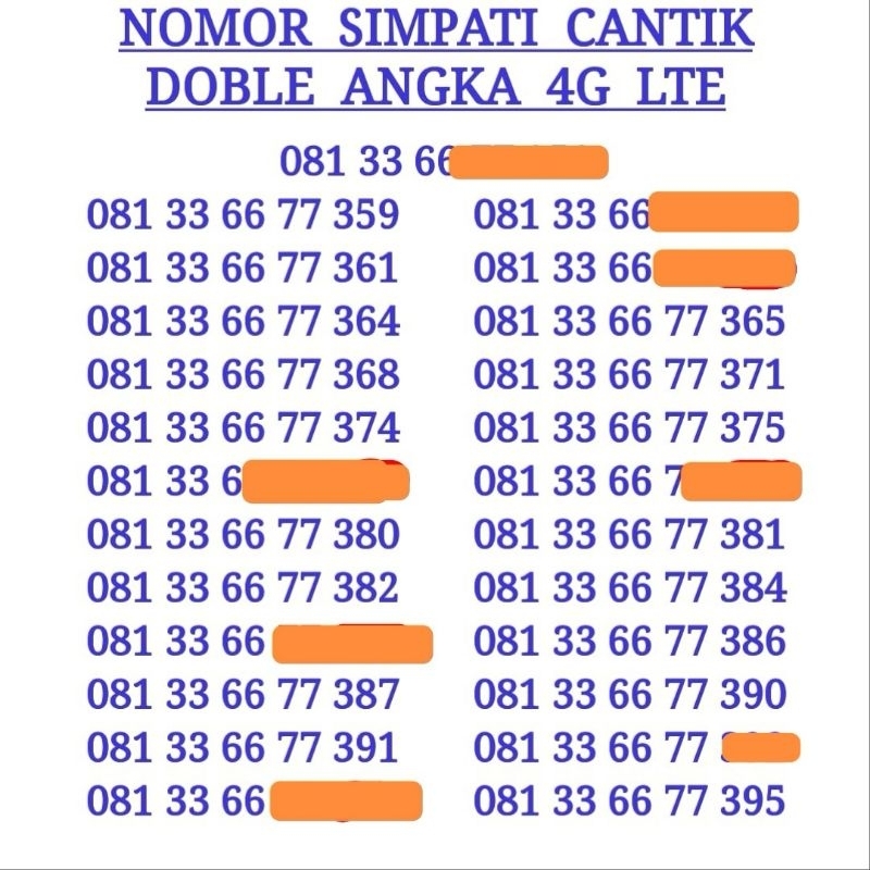 Nomor cantik simpati kartu perdana simpati cantik ekor pilihan