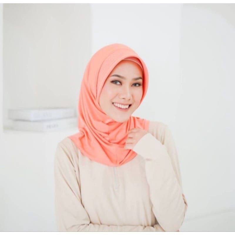 JILBAB SPORT // JILBAB VOLLEY // HIJAB SPORTY // JILBAB INSTAN SPORT // KERUDUNG INSTAN-Peach