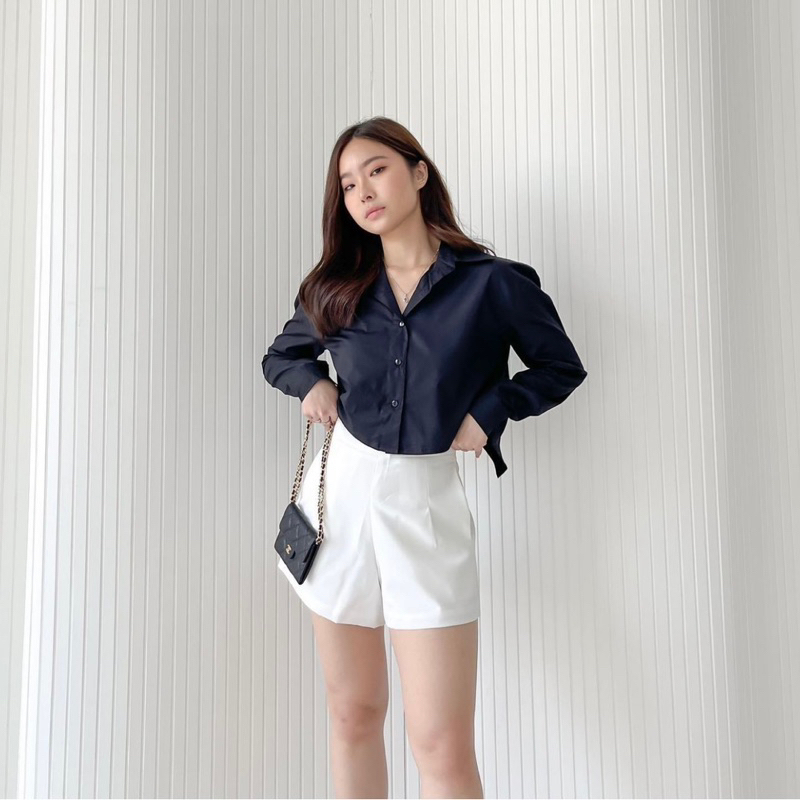 POPLIN CROP TOP WITH OPEN BACK LONGSLEEVE - TOP BLOUSE PREMIUM KOREA - OUTFIT KANTORAN KOREA MEWAH - BAJU KEMEJA PESTA - ATASAN TANGAN PANJANG WANITA - ATASAN UNTUK KONDANGAN - ATASAN CASUAL - HADIAH / KADO ULTAH CEWEK