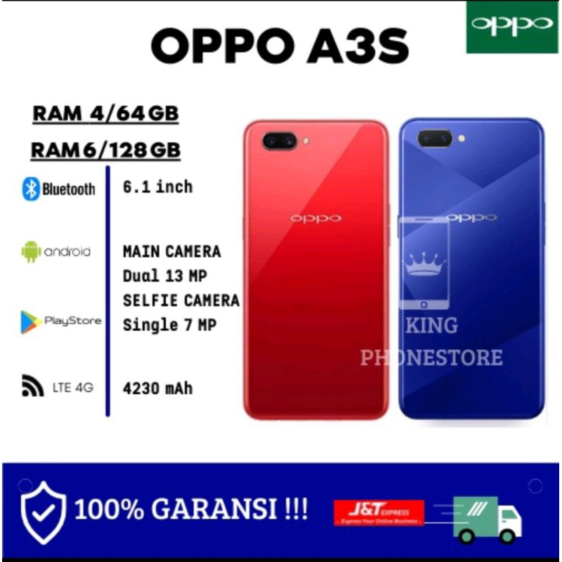 Oppo A3s Ram 4/64GB 6/128GB Black Blue Red