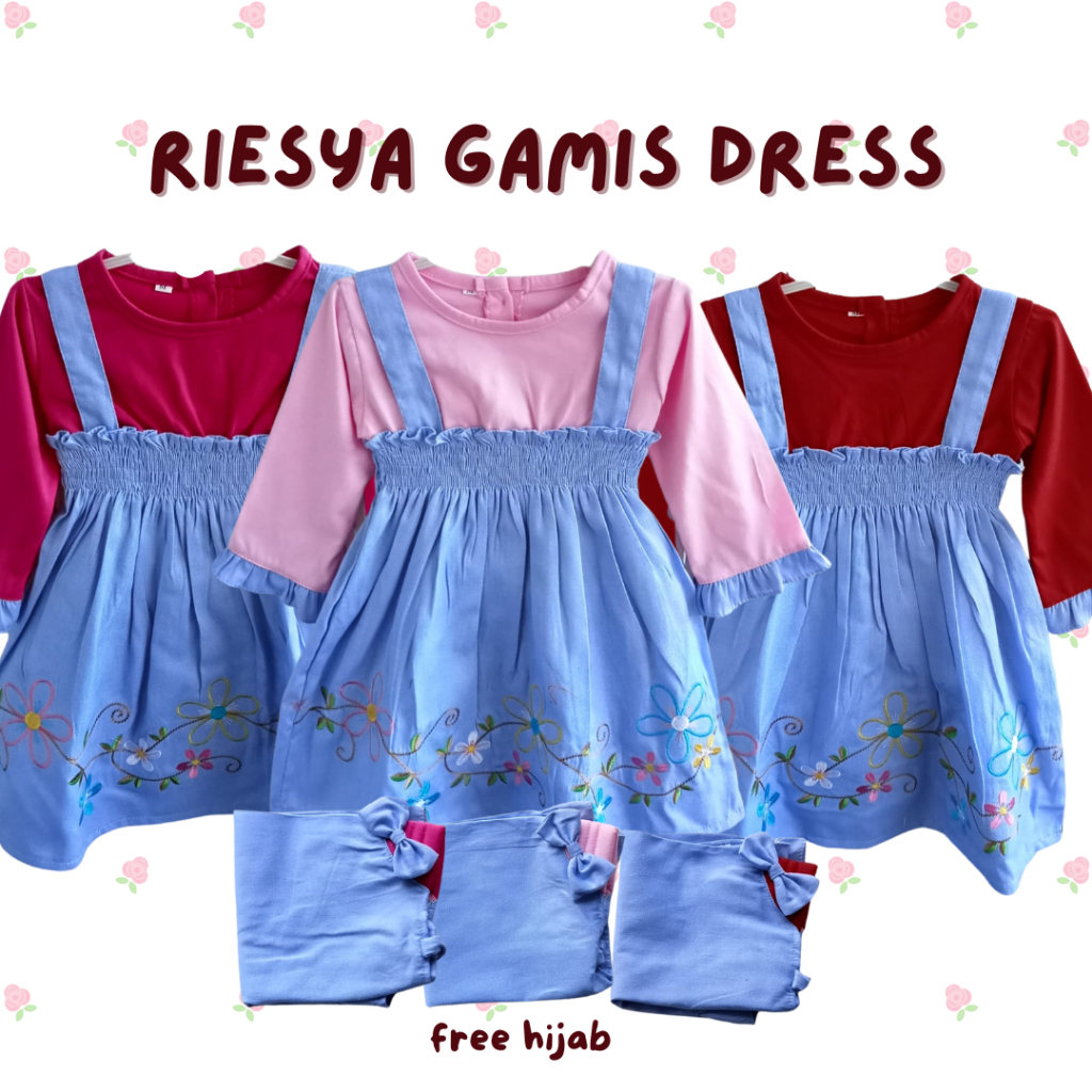 gamis anak perempuan 1 2 tahun 6 18 12 bulan baju muslim anak balita dress muslim anak baby RIESYA GAMIS baju lebaran anak terbaru fashion