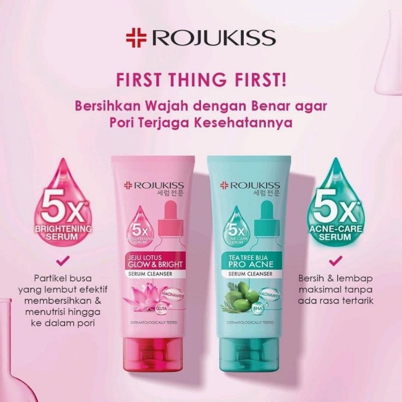 Rojukiss Serum Cleanser 100ml - Jeju Lotus Glow &amp; Bright Serum Cleanser - Tea Tree Bija Pro Acne Serum Cleanser