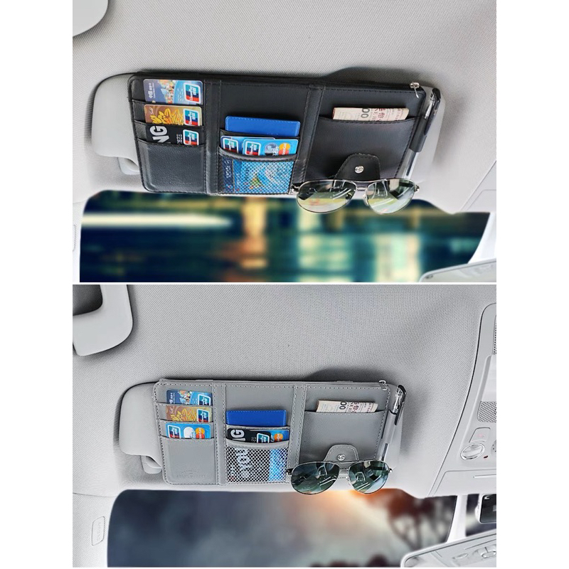 Sunvisor Car Organizer Kulit Import Tempat Kacamata Mobil Sun Visor Tempat Dompet Kartu Pulpen FR193