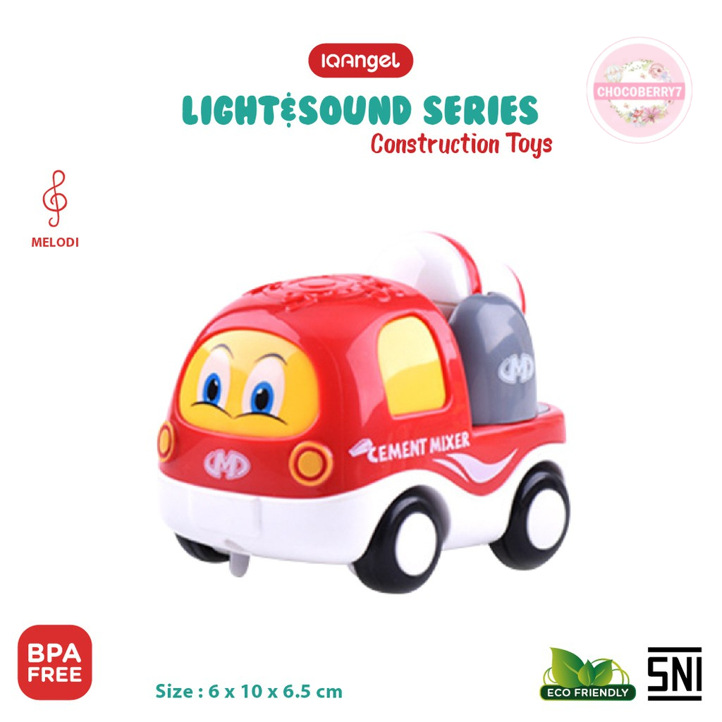 [FREE BATERAI] IQAngel Sound Construction Truck Toys IQMS1029/ Mainan Motorik Bayi / Mainan Nyala / Mainan Truk Anak