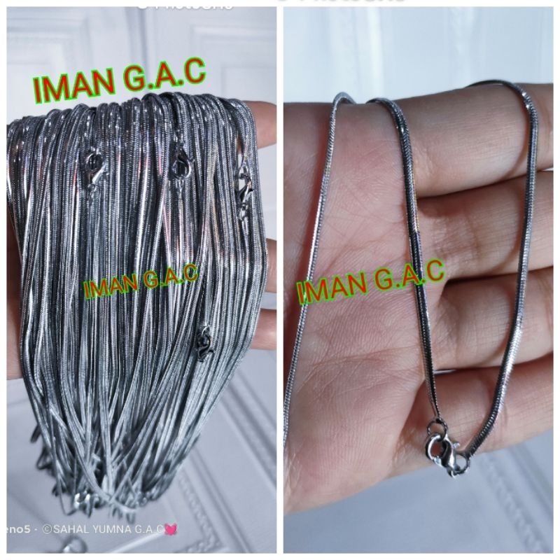 KALUNG RODIUM BELUT LUSINAN isi 12pcs/KALUNG BAJA PUTIH/KALUNG RODIUM BELUT BAMBU