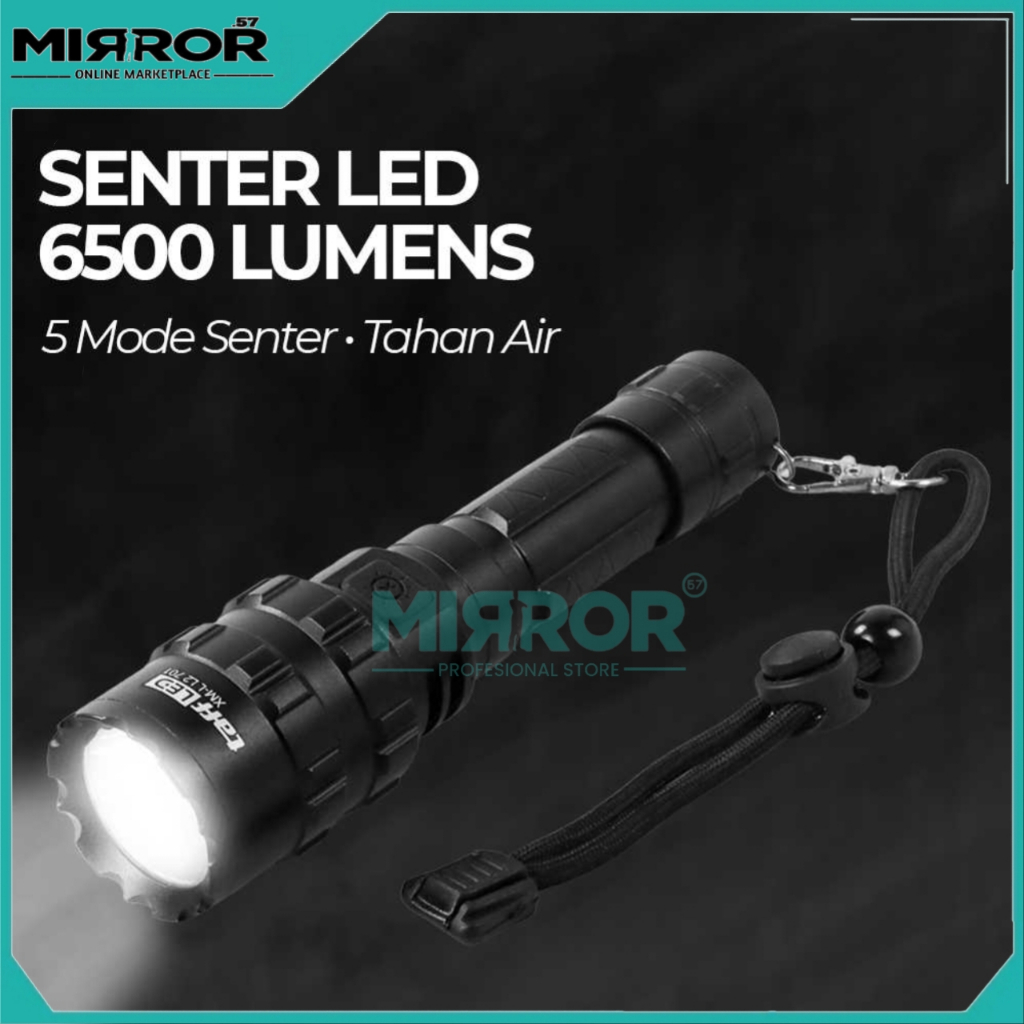 Senter LED Torch Hunting Cree XM-L L2 6500 Lumens 5 Mode Lighting Tahan Air IPX-6