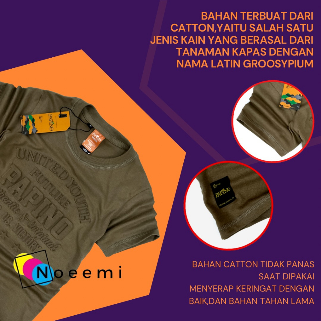 Papino Baju Kaus Anak Laki Laki 1-12 Tahun Pakaian Distro Oblong Cowo Dan Perempuan Olive