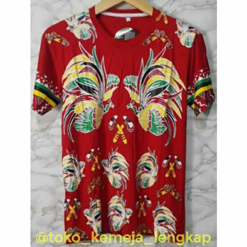 KAOS DISTRO MERAH UNISEX PRIA WANITA ada untuk anak tanggung, remaja, hingga dewasa SEMI BATIK  cend