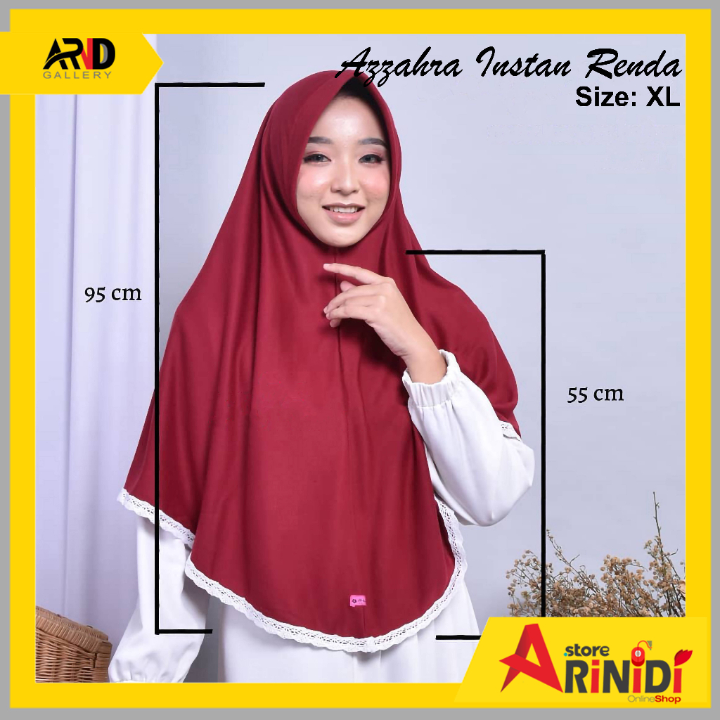 Hijab Jilbab Kerudung Instan Syar'i Pet Antem Renda Azzahra