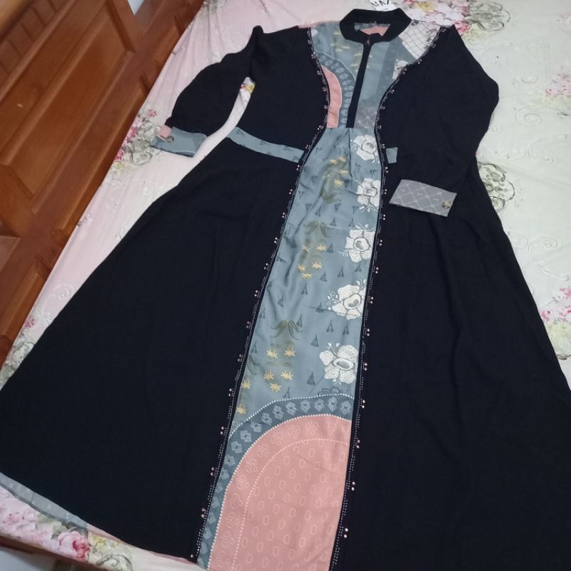 Gamis jet Black abaya by siede group payet hitam