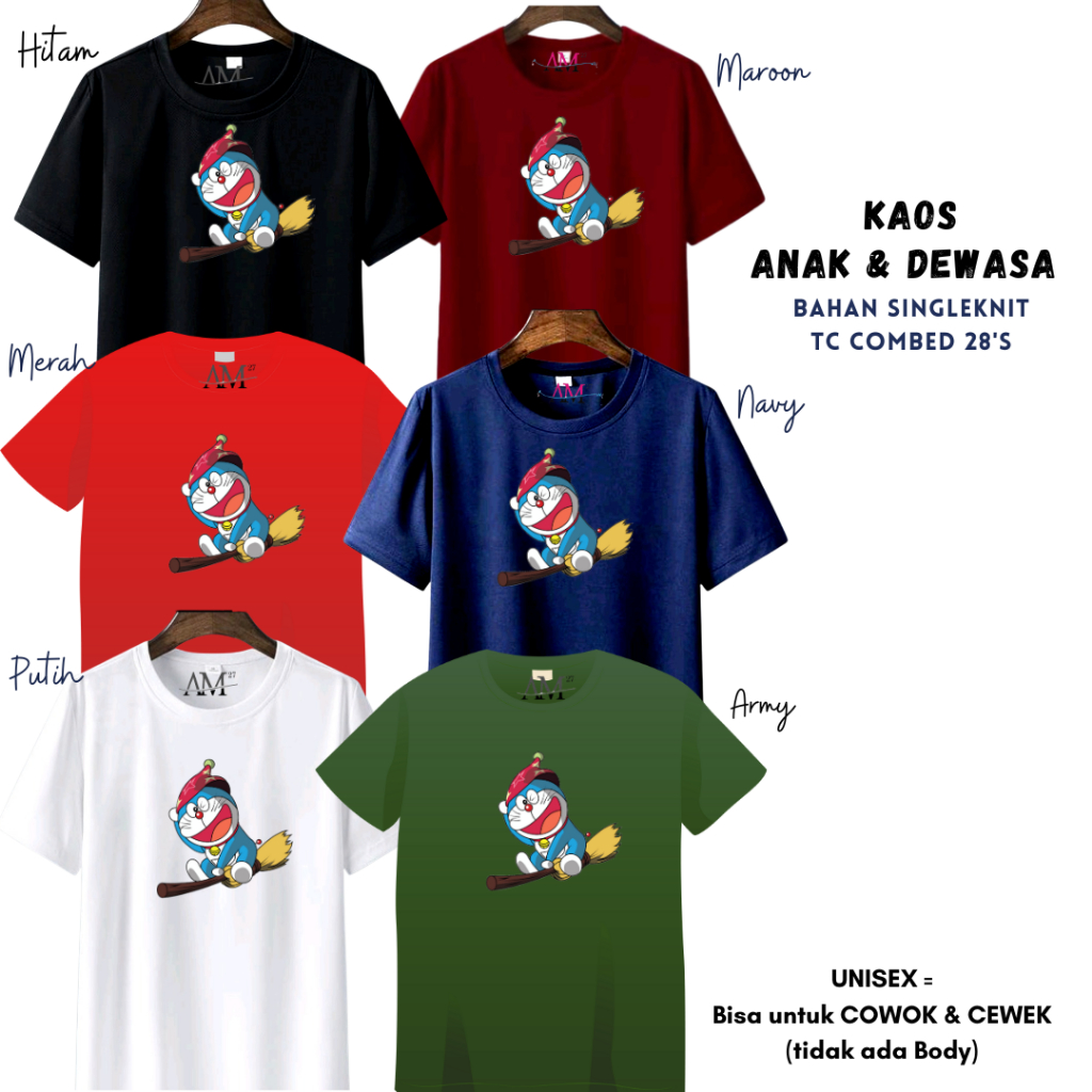 KAOS ANAK COWOK 3-12 Tahun - Remaja - Dewasa - JUMBO Dor-Emon 12warna