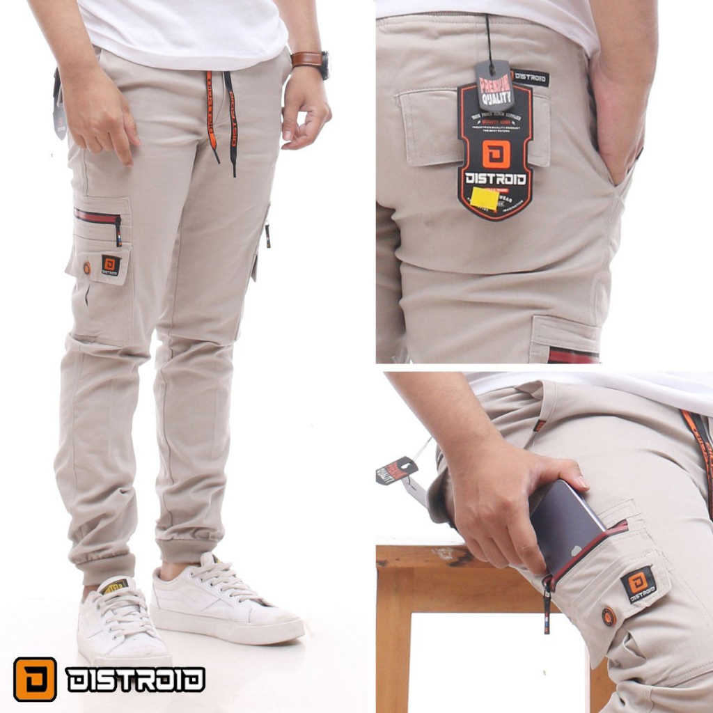 Celana Jogger Chino Cargo Pria Joger Chinos Cargo Zipper 28-38