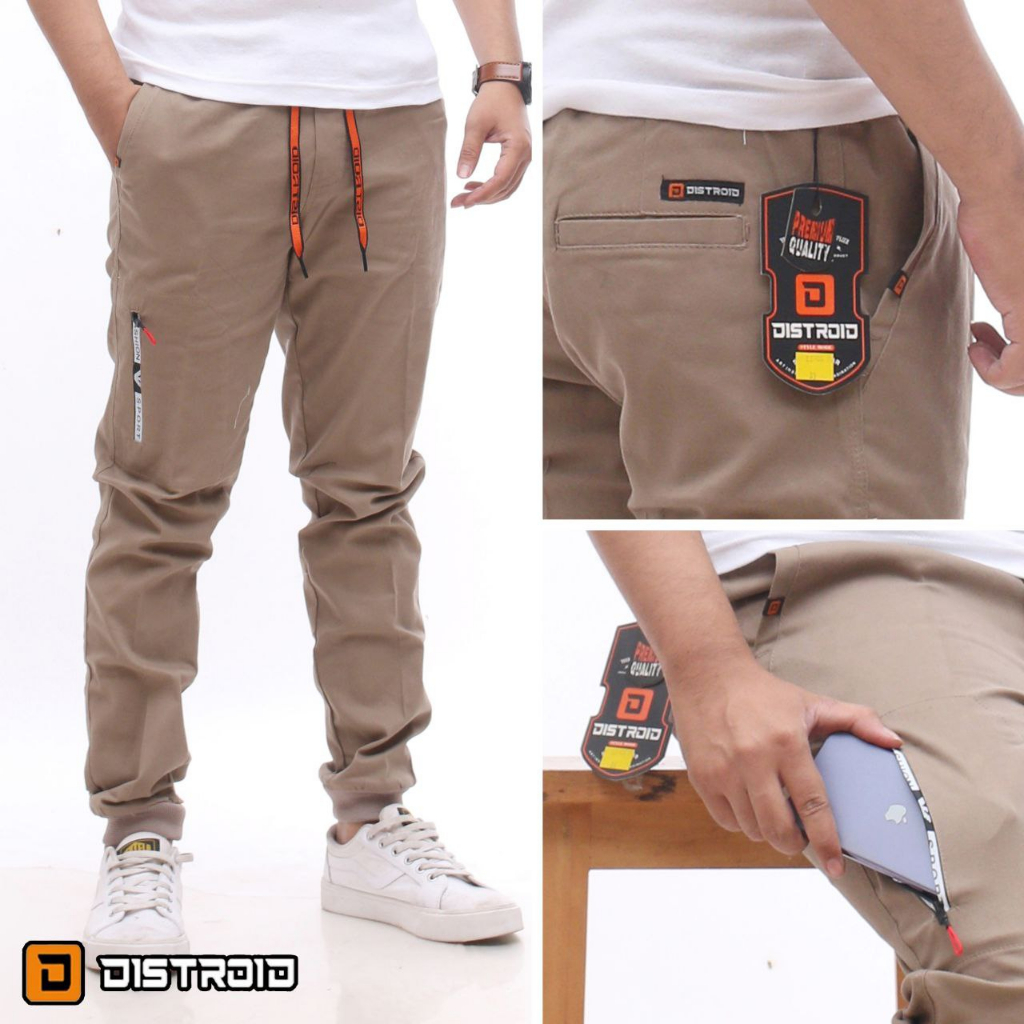 Celana Jogger Chino Pria Joger Chinos Zipper 28-38