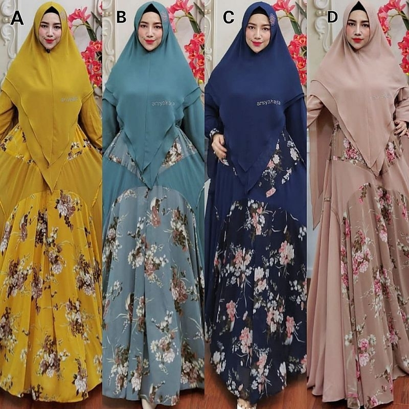 Arsyakayla AYANA Malika Syari By Arsyakayla Syari Ceruty Jersey Dress Lebaran