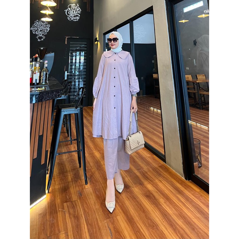 vnh_ ONE SET LONGTUNIK POLOS KAOS UNIQLO LD 110CM SETELAN CELANA