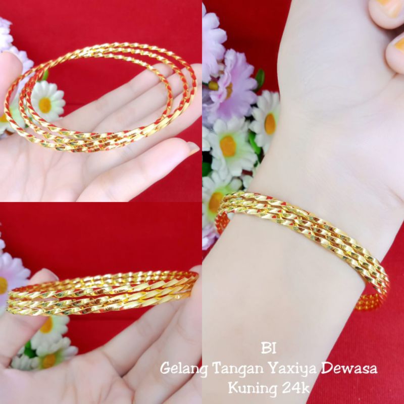 gelang keroncong selir set 3 lapis emas 24k