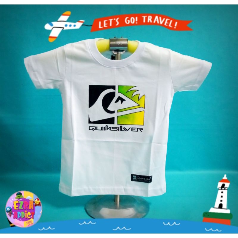 ORIGINAL Surfkids - Umur 1 2 3 4 5 6 7 8 tahun - Baju Distro Anak - Quiksilver Putih - Kaos Distro A