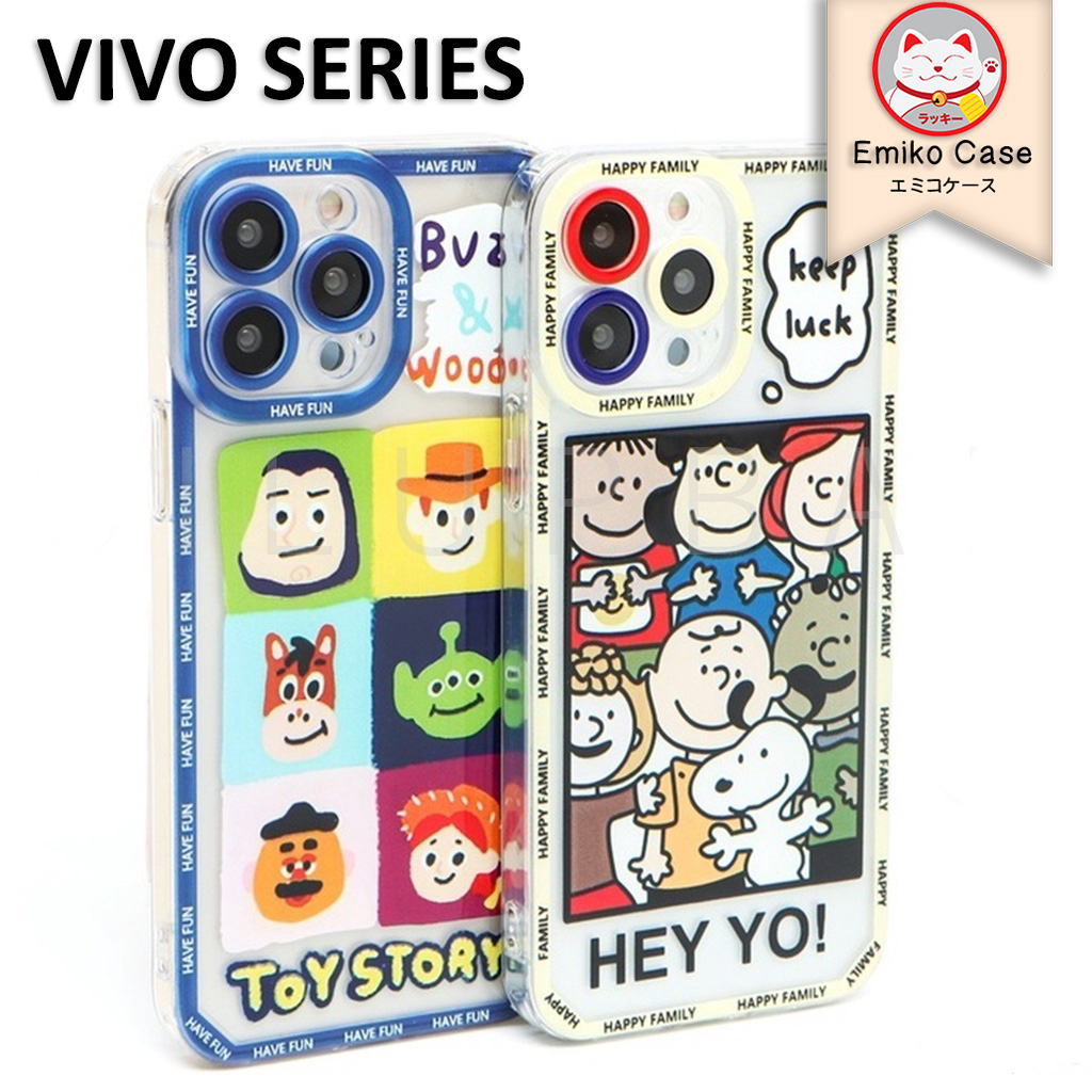 【EMIKO CASE】105 Soft Case Vivo Y12 Y15 Y17 Y91 Y93 Y95 Y91C Y12S Y20 Y21 Y30 Cartoon Snoopy and Toy Story Full Lens Cover
