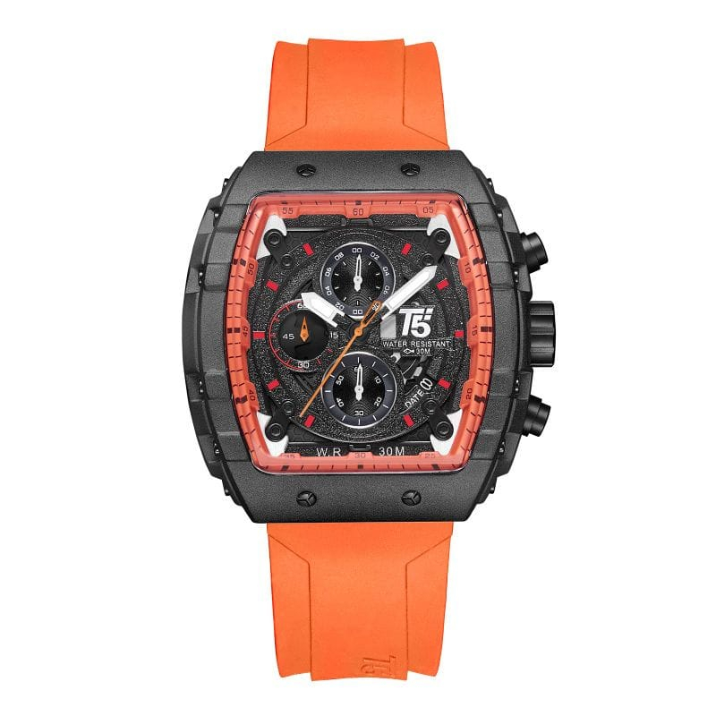 JAM TANGAN PRIA SEGI STRAP RUBBER T5 H 3856 G CHRONO AKTIF