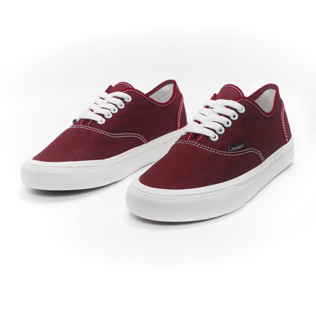 Zasaka - Sepatu Autentic Maroon Sneakers Casual Pria Wanita