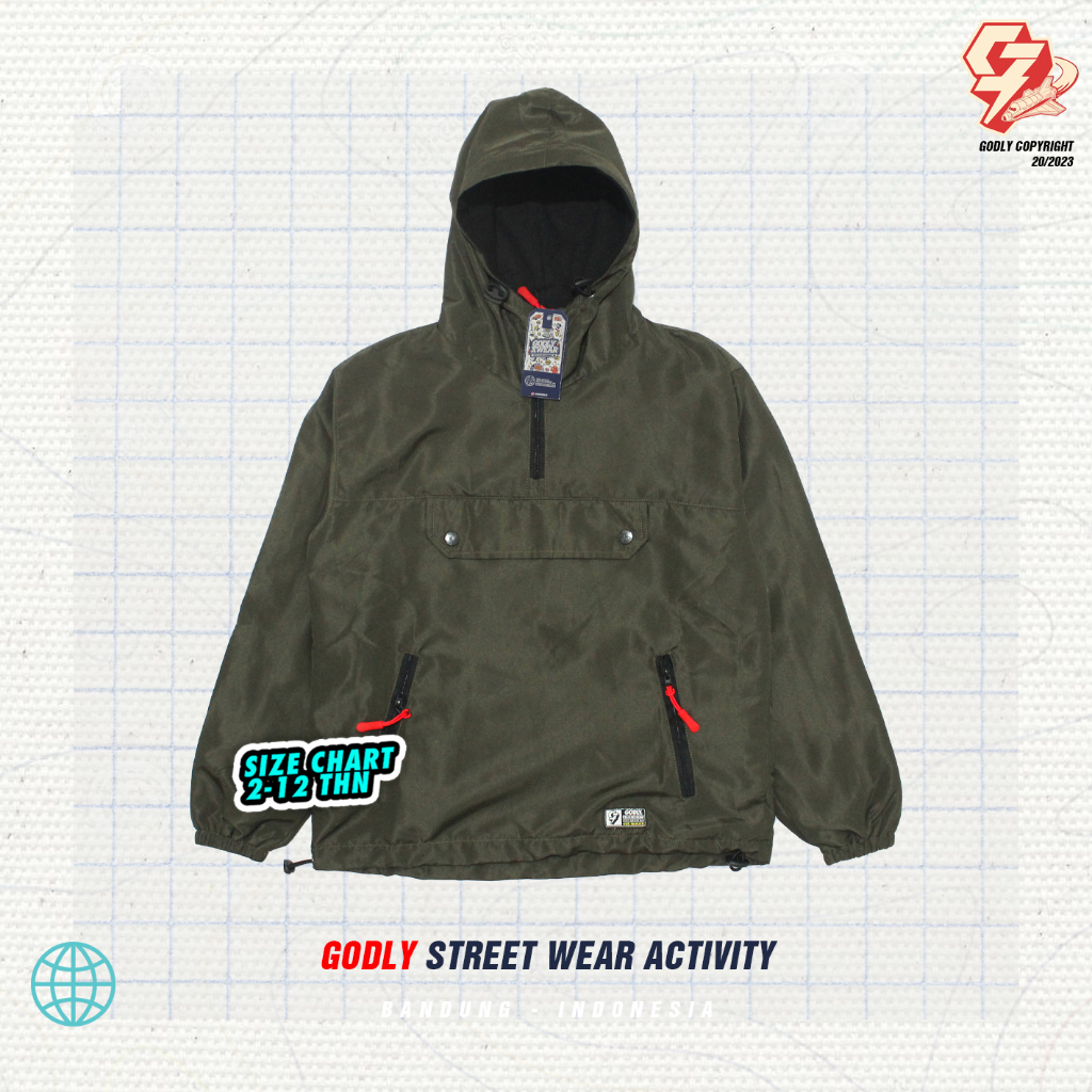 Jacket Anak Parasut CAGOULE tebal 1-12 tahun / Realpict godlykids / Atasan Anak Waterproof