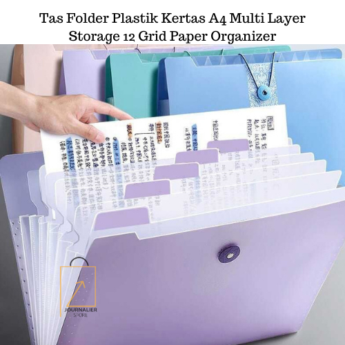 

Tas Folder Plastik Kertas A4 Multi Layer Storage 12 Grid Paper Organizer