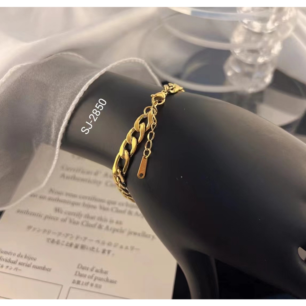 Gelang Titanium Rantai Polos Perhiasan Fashion 2850