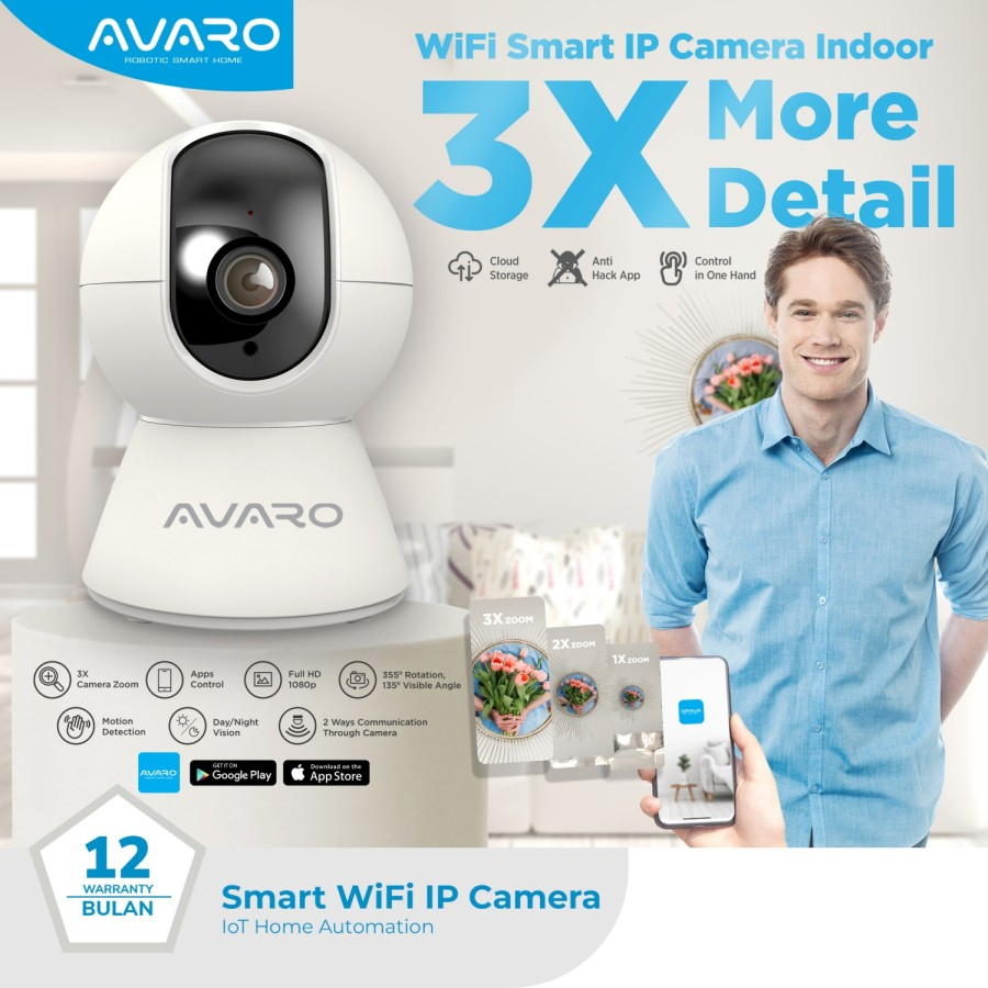 AVARO Smart IP Camera Indoor PTZ 2MP CCTV WIFI Exclusive