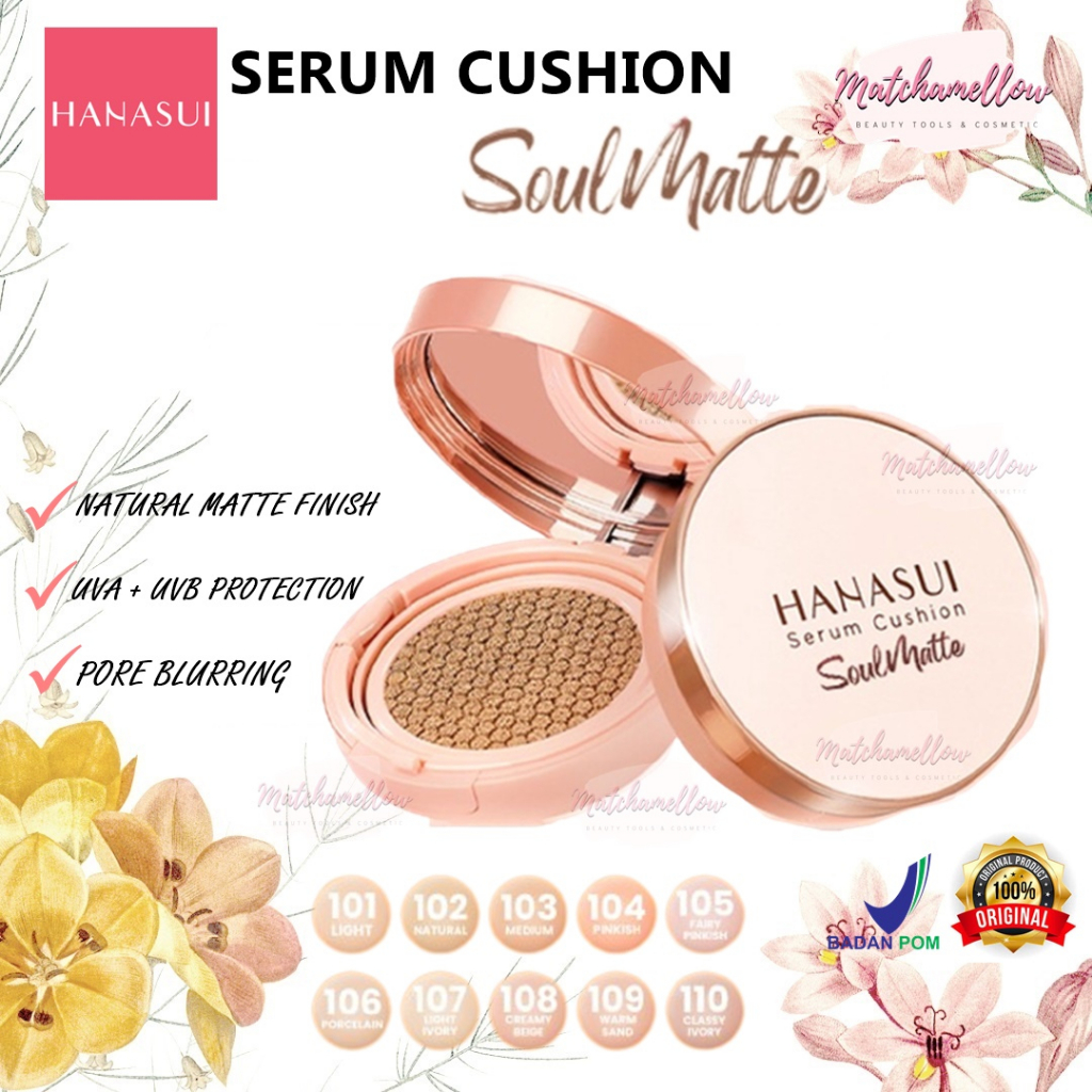 ❄️MATCHA❄️ HANASUI SERUM CUSHION SOULMATTE -BB CUSHION CREAM TOTAL COVER ORIGINAL