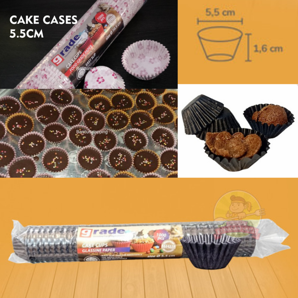 Grade Cake Cups 5.5cm Warna &amp; HItam / Kertas cup kue isi 1000pcs