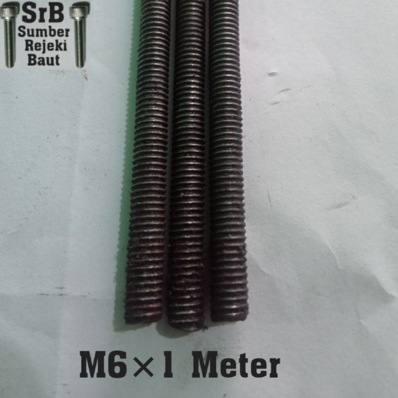 As Drat M6 Panjang 1 Meter Baut Long Full Drat