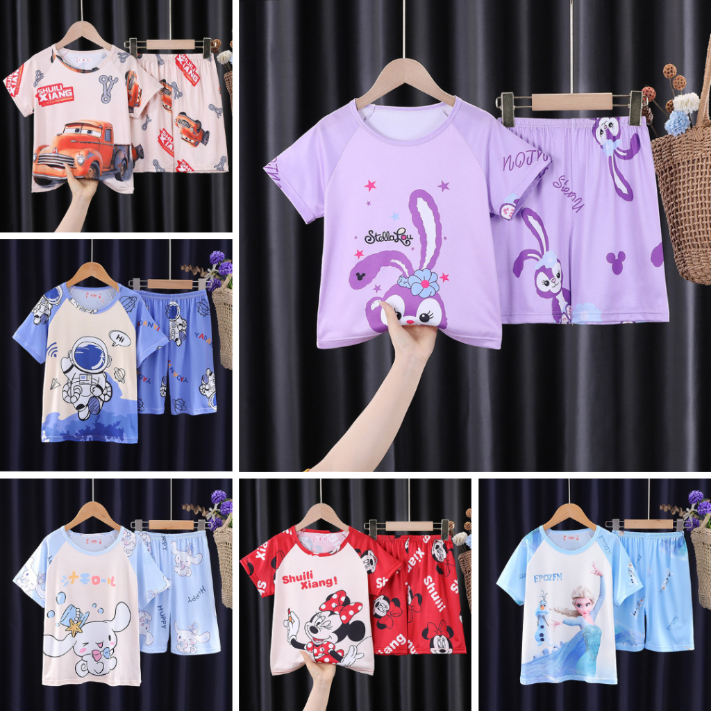 BAJU TIDUR ANAK LAKI-LAKI DAN PEREMPUAN LENGAN PENDEK IMPORT USIA 4-12 TAHUN HALUS GB-SDT