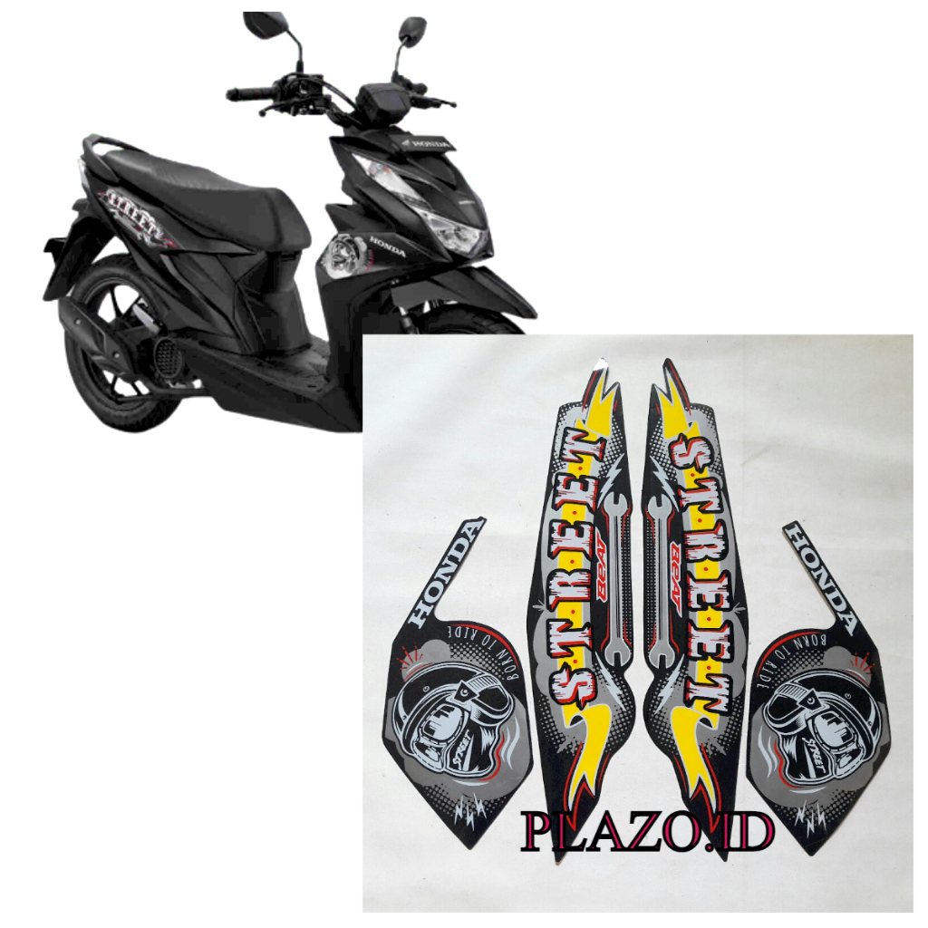 stiker motor stripping honda beat street 2023 full hitam-kuning