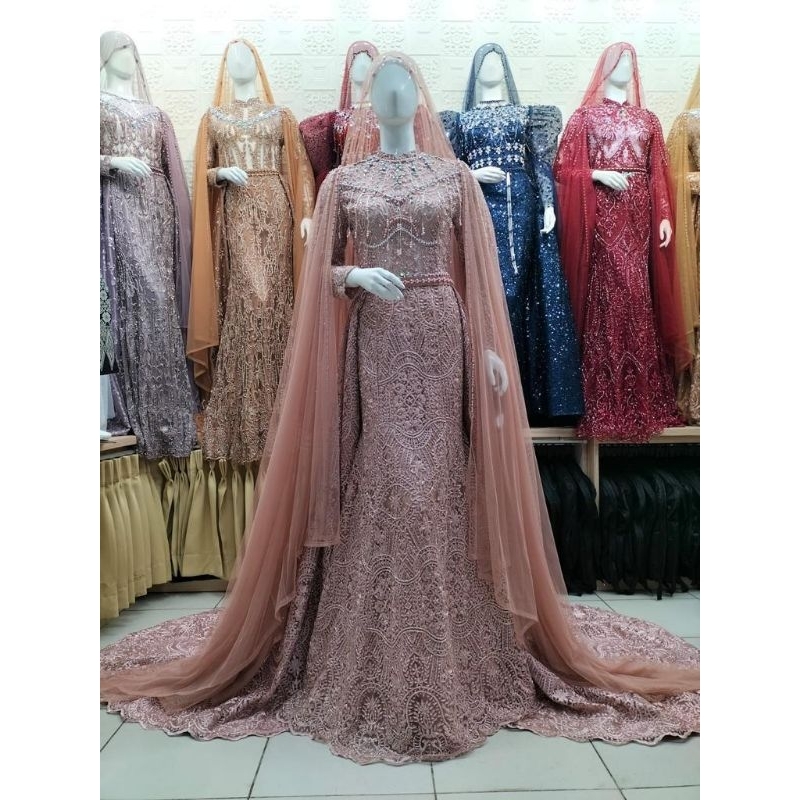 GAUN PENGANTEN BALERO DUYUNG | GAUN JUBAH|BAJU WEDDING BEREKOR | GAUN MEWAH  FUL PAYET |/SLIM DRESS