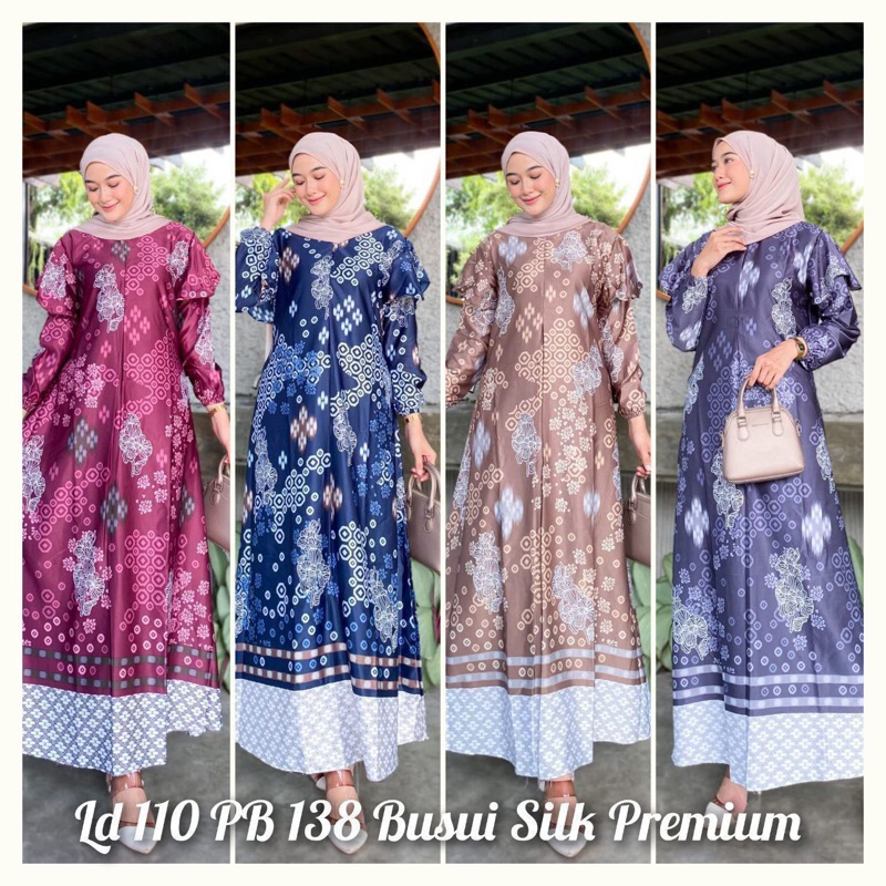 Raflesia Silky Dress - Premium Gamis Wanita Motif Terbaru Bahan Dior Silk seperti bahan Maxmara Lux 