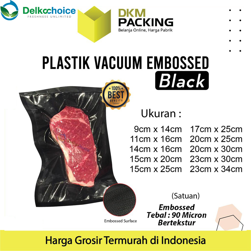 Vacuum Bag Makanan HITAM BLACK EMBOSS Plastik Vakum BINTIK EMBOSSED DELKOCHOICE PREMIUM TERMURAH