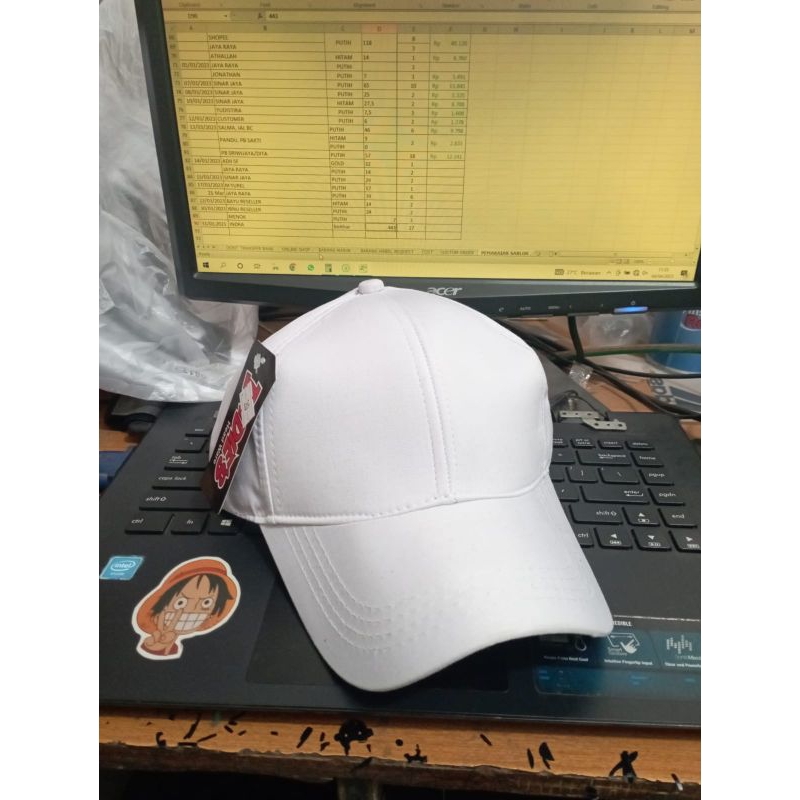 TOPI POLOS PUTIH KAIN DRILL