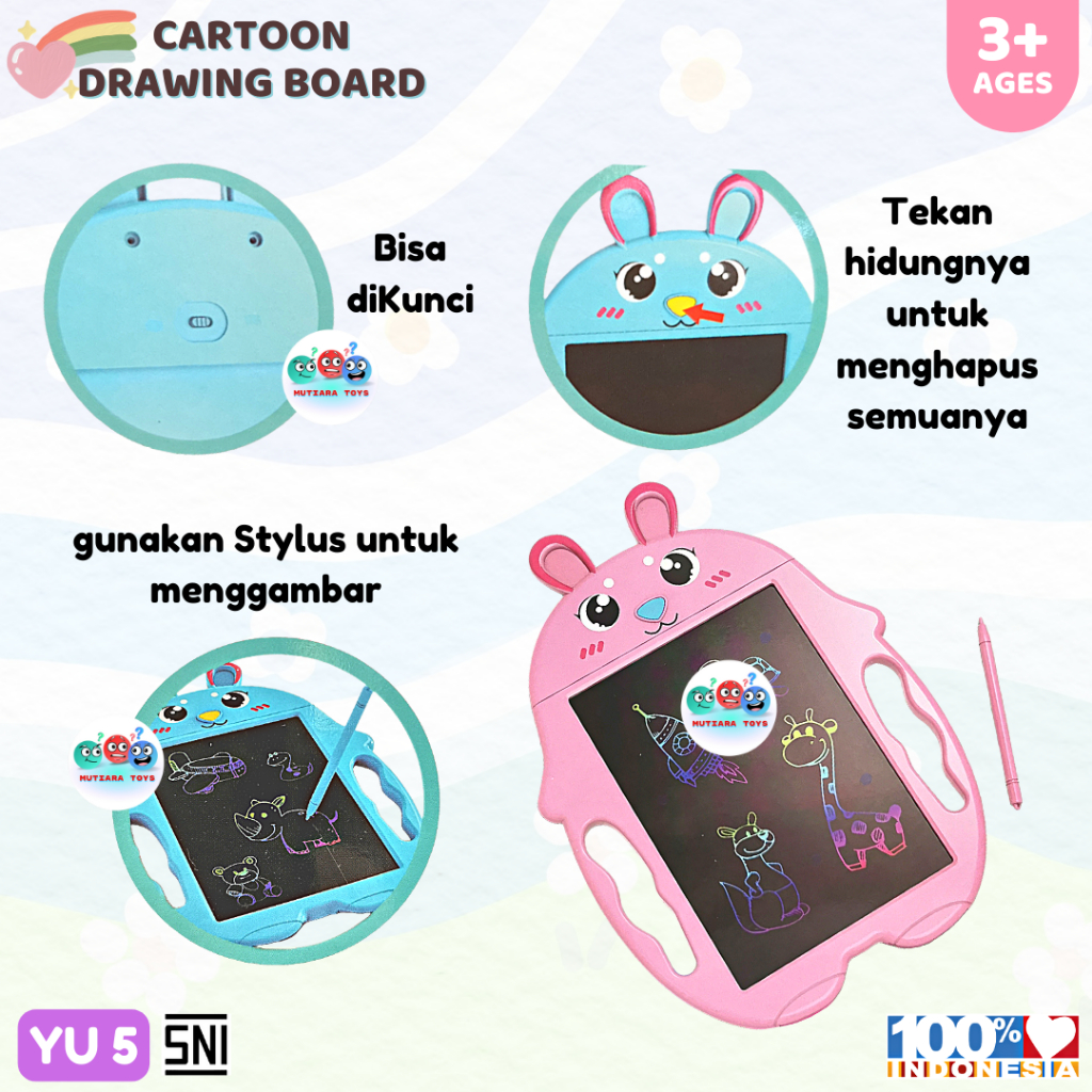 Papan Tulis Cartoon Drawing Board YU5/YU7 Mainan Edukasi Anak