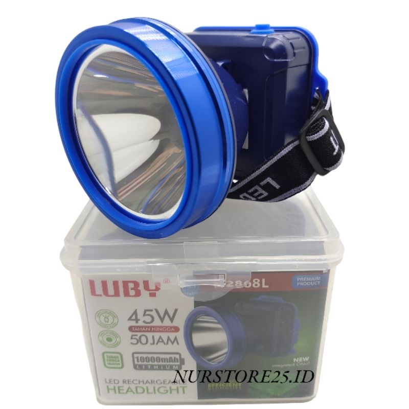 Senter Kepala 45 Watt LUBY L-2868K/L-2868L Super Terang LED/Headlamp LUBY 45W Super Terang Cahaya Pu