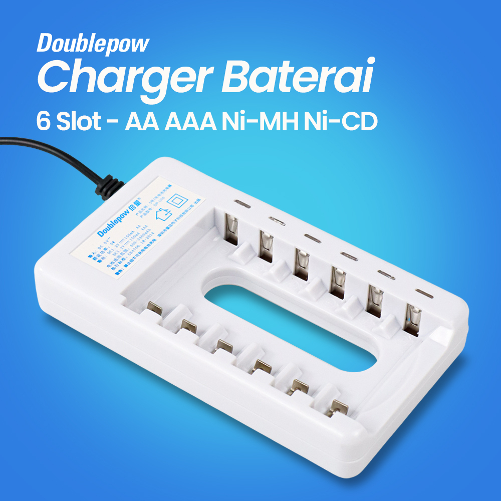 DOUBLEPOW Charger Baterai 6 slot for AA AAA Ni-MH Ni-CD - DP-U06