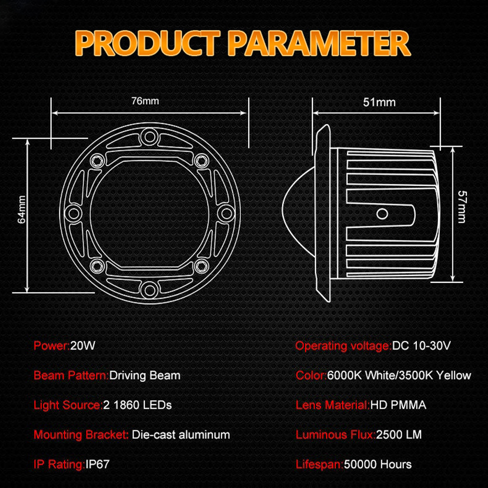 Lampu Led Bumper 30W 8D - Led Bemper Offroad ARB Led Foglamp 3 inch 2 Warna