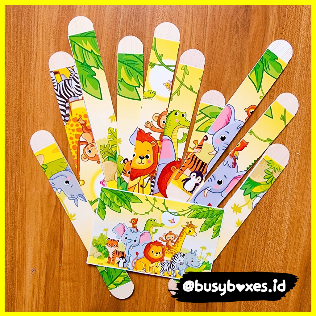 Busyboxes.id Mainan edukasi anak Puzzle popsicles 10 keping seri zoo animals