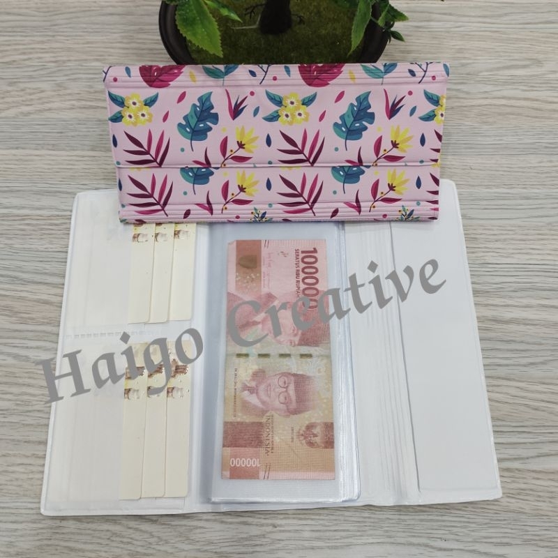 HAIGO DOMPET DISIPLIN - MOTIF BUNGA BUNGA HIJAU PINK