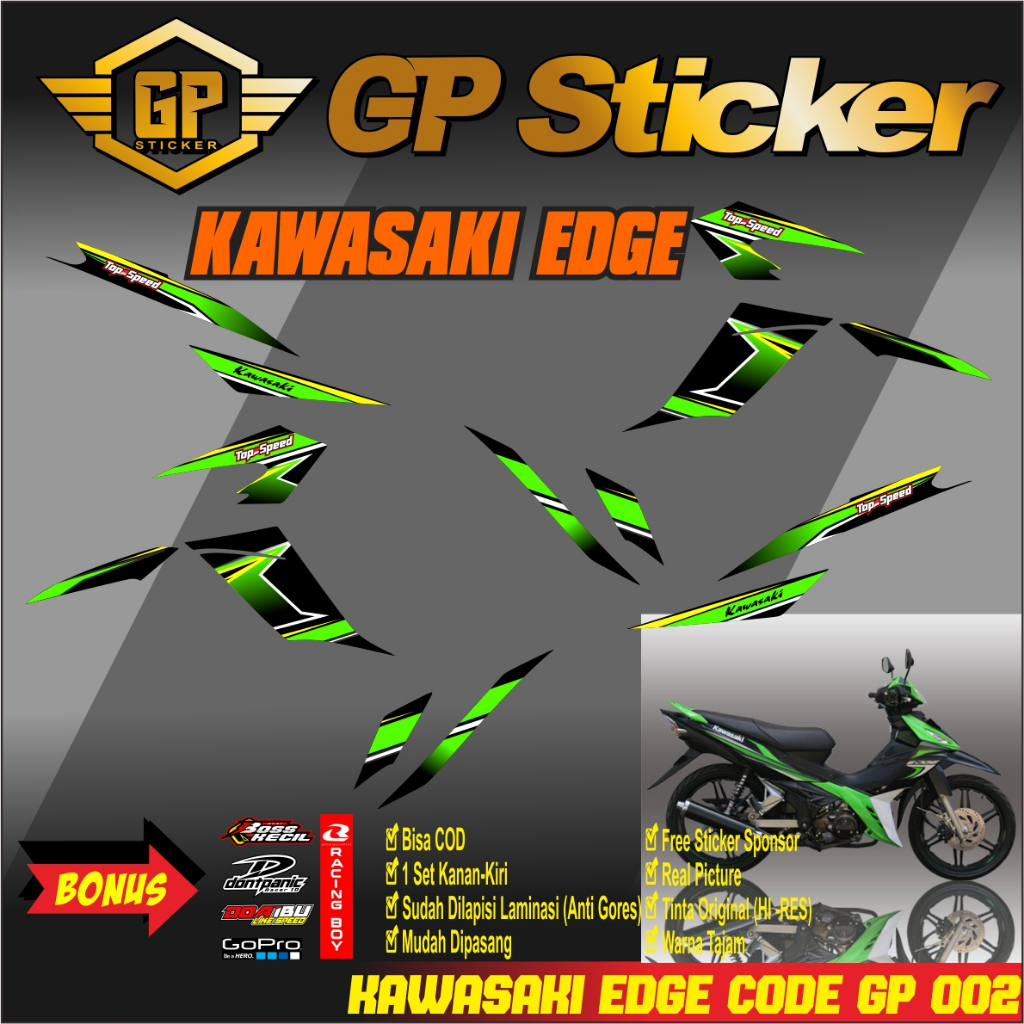 Stiker decal striping kawasaki Edge Variasi Kawasaki (bisa COD) Sticker Edge List kawasaki edge GP02