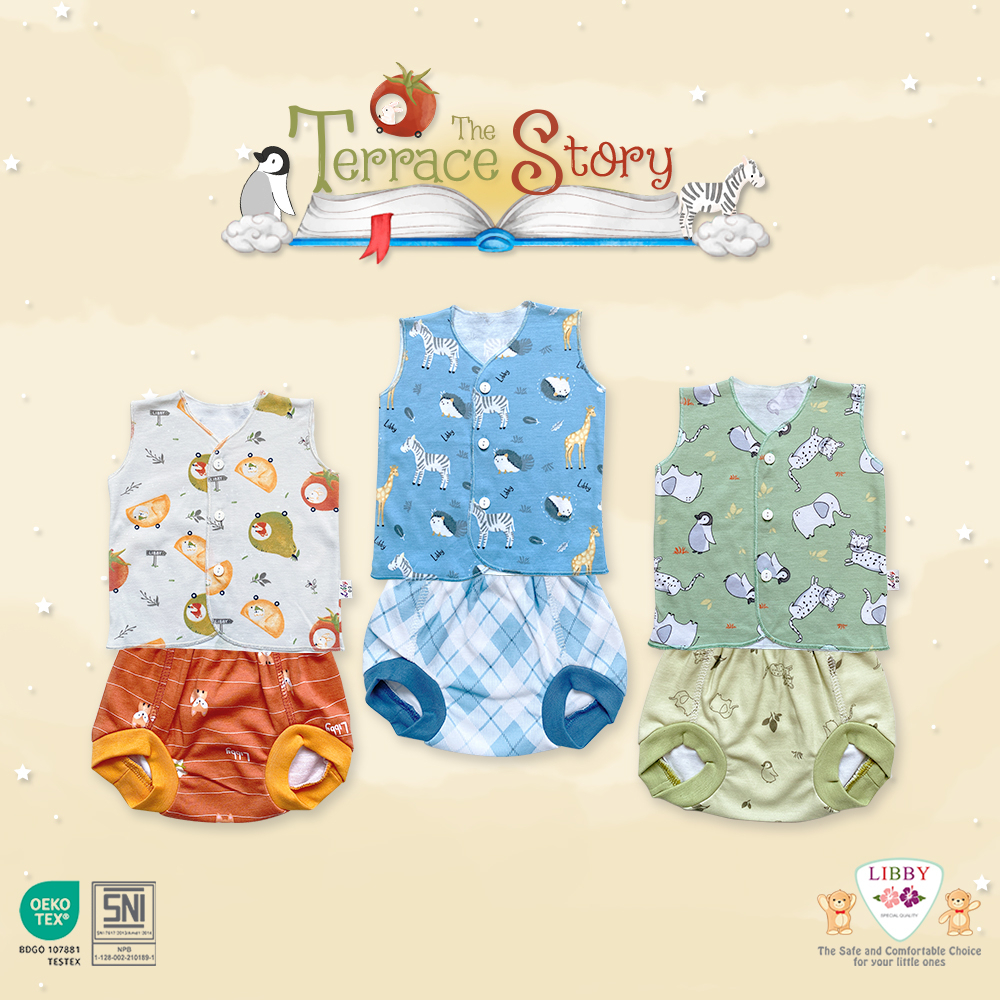 Libby Baby Setelan Kutung motif  BEN VOYAGE/BABY COLLECTION/SUMMER GAMES New Born/Libby Motif The Enchanted Wild- libby baju bayi murah 1 stel